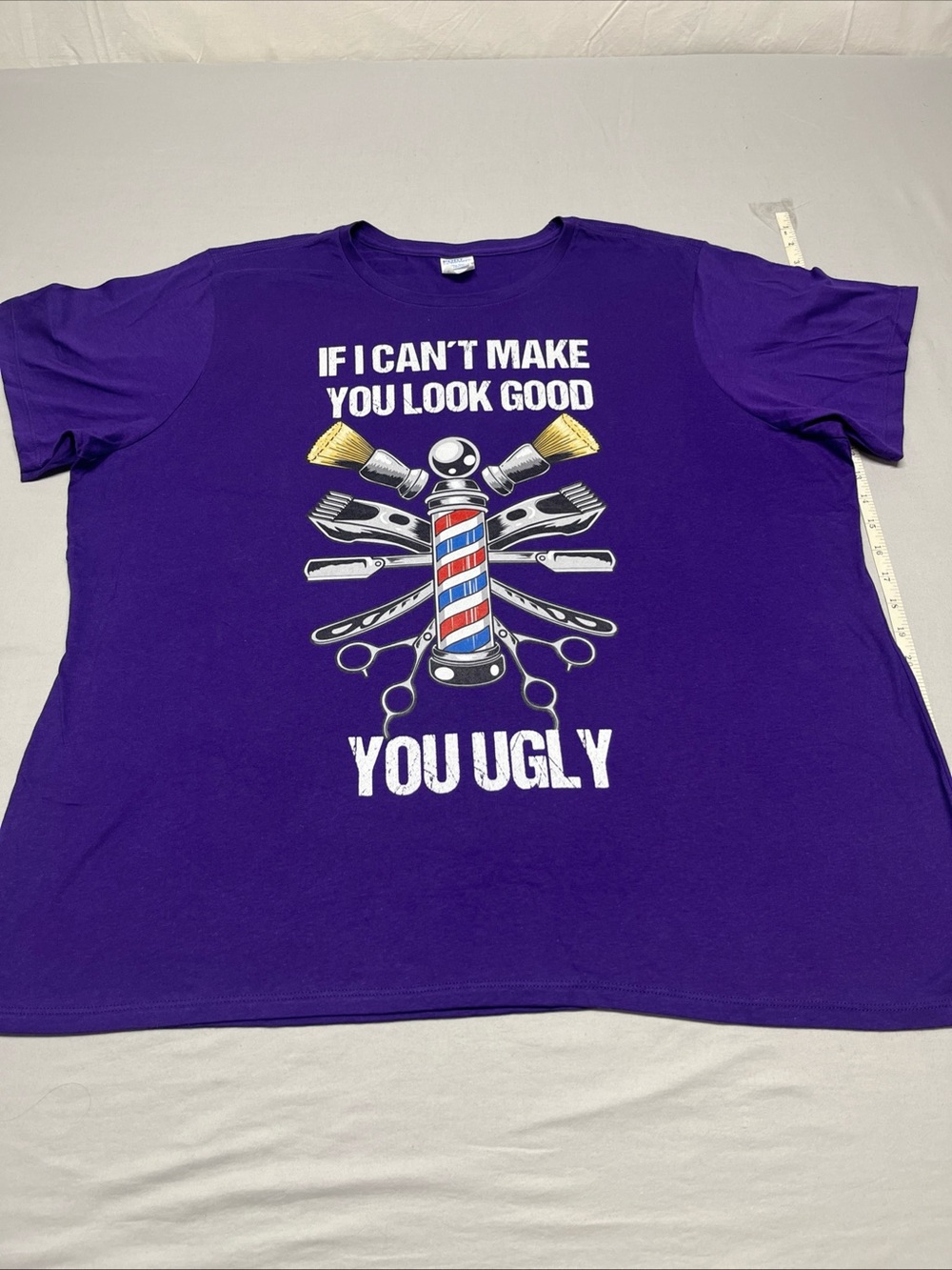 Port and Company Purple Barber Tools Graphic Tee. P106
